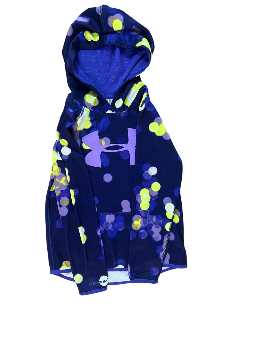 Under Armour Purple Hoodie with Neon Yellow Accents, Size M, Like New